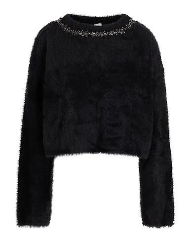 Black Knitted Sweater FUR EMBELLISHED KNIT JUMPER
