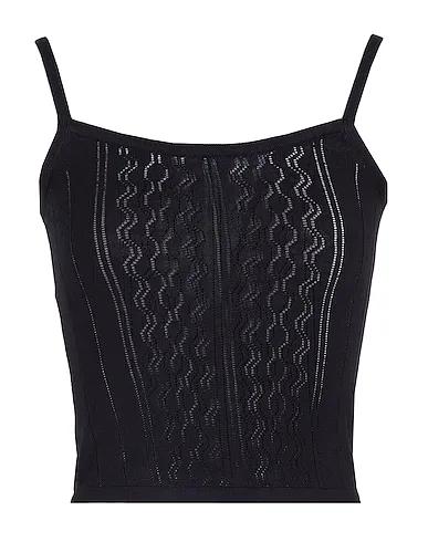 Black Knitted Top VISCOSE BLEND CROPPED TANK TOP
