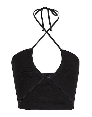 Black Knitted Top VISCOSE BLEND TWIST STRAP KNIT TOP

