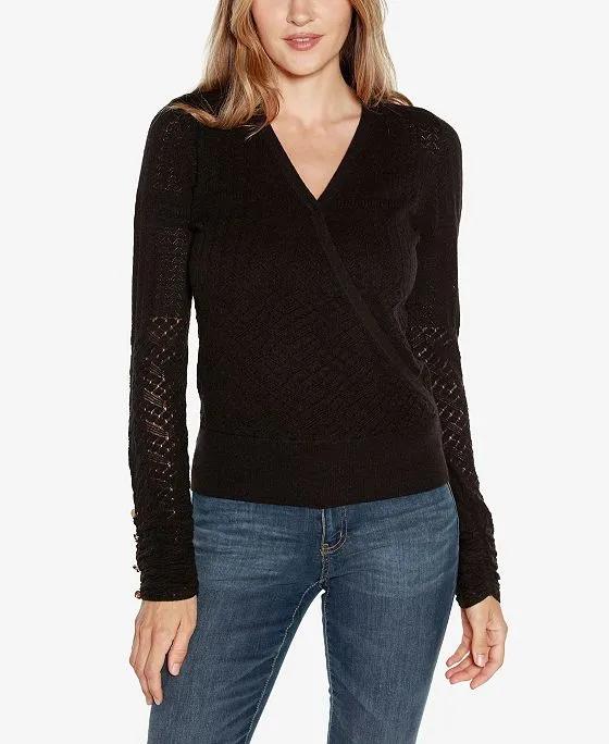 Black Label Women's V-neck Surplice Sweater