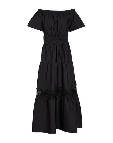 Black Lace Long dress COTTON OFF-SHOULDER MAXI DRESS
