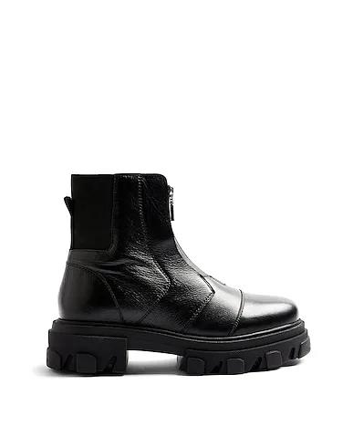 Black Leather Ankle boot ARCHIE CHUNKY ZIP BOOT
