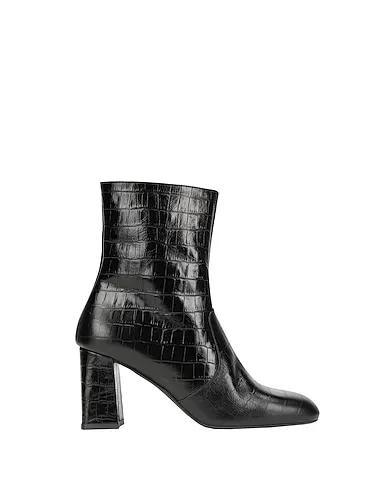 Black Leather Ankle boot LEATHER SQUARE-TOE ANKLE BOOT

