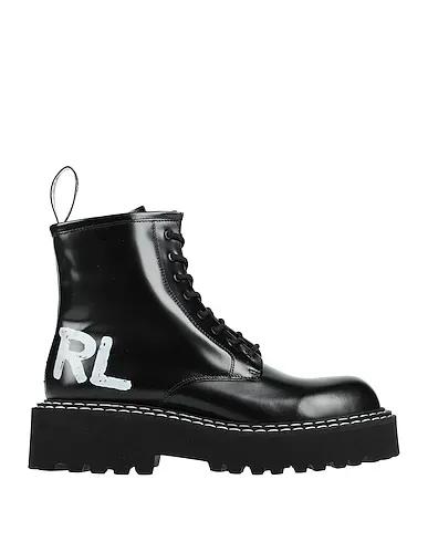 Black Leather Ankle boot PATROL II BRUSH LOGO HI LACE
