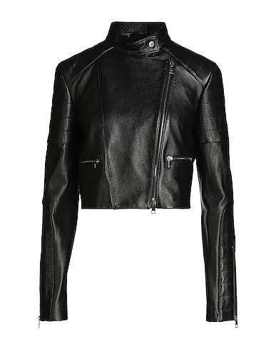 Black Leather Biker jacket LEATHER CROP BIKER JACKET
