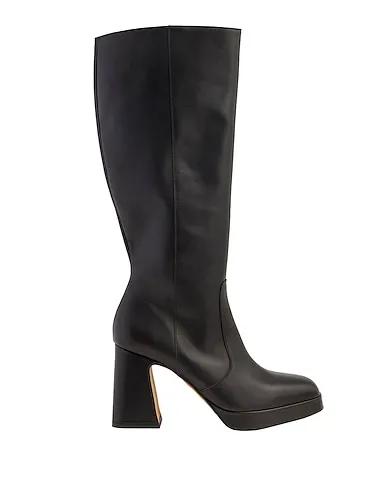 Black Leather Boots LEATHER PLATFORM TALL BOOT