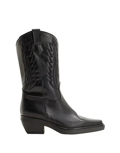Black Leather Boots LEATHER QUILTED WESTERN ANKLE BOOT
