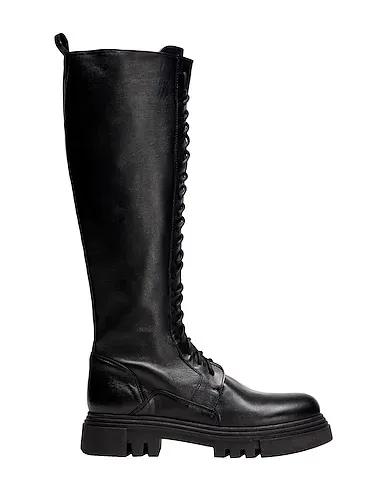 Black Leather Boots LEATHER ROUND TOE BOOT


