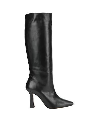 Black Leather Boots LEATHER SQUARE-TOE HIGH BOOT
