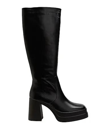 Black Leather Boots LEATHER SQUARE TOE HIGH BOOTS
