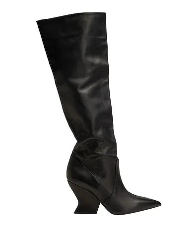 Black Leather Boots LEATHER WEDGE SOLE HIGH BOOT
