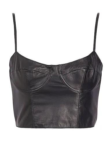 Black Leather Bustier LEATHER BODYCON CROP TOP