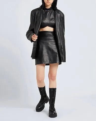 Black Leather Bustier LEATHER MOCK NECK CROPPED TOP
