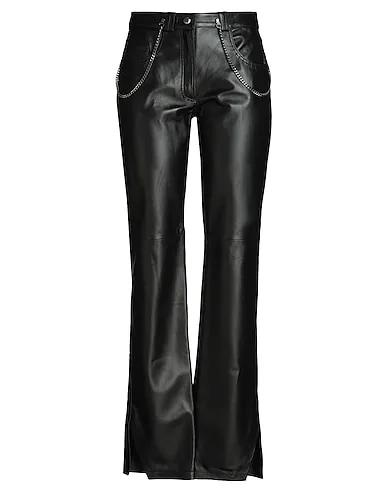 Black Leather Casual pants LEATHER CHAIN PANTS
