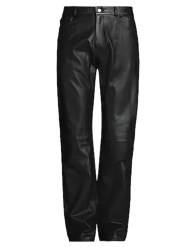 Black Leather Casual pants LEATHER FLARE LEG PANTS
