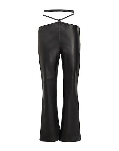 Black Leather Casual pants LEATHER HIGH-WAIST CUT-OUT PANTS
