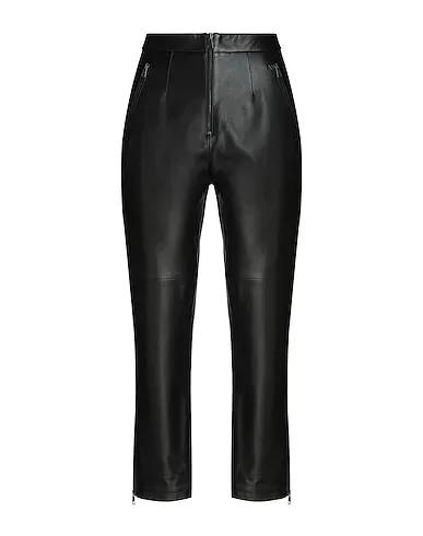 Black Leather Casual pants LEATHER PANTS W/ ZIP-FASTENING