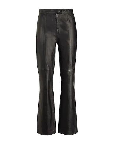 Black Leather Casual pants LEATHER STRAIGHT-LEG PANTS
