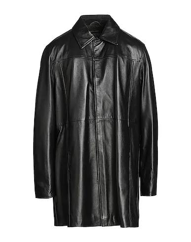 Black Leather Coat LEATHER STRAIGHT COAT
