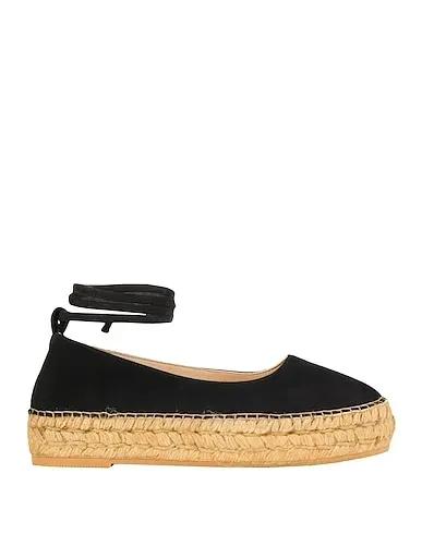 Black Leather Espadrilles