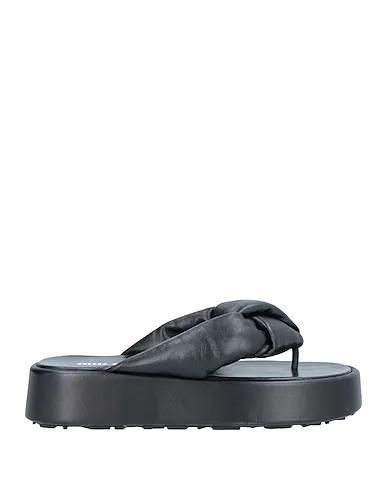 Black Leather Flip flops