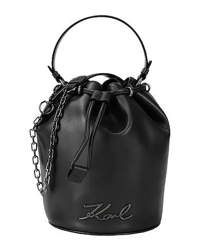 Black Leather Handbag K/SIGNATURE BUCKET
