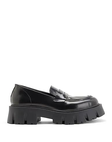 Black Leather Loafers ABRADED LEATHER CHUNKY LOAFER
