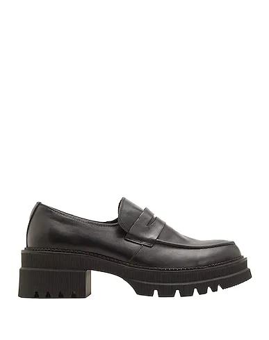 Black Leather Loafers LEATHER CHUNKY PENNY LOAFERS
