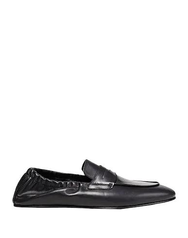 Black Leather Loafers LEATHER FLAT PENNY LOAFER