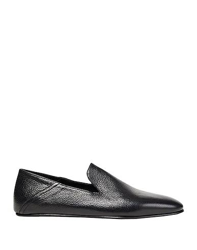 Black Leather Loafers LEATHER FLAT SLIPPER