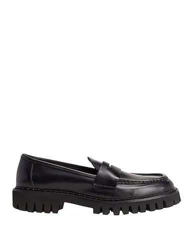 Black Leather Loafers LEATHER SQUARE-TOE PENNY LOAFER
