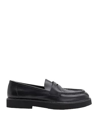 Black Leather Loafers LEATHER SQUARE TOE PENNY LOAFER
