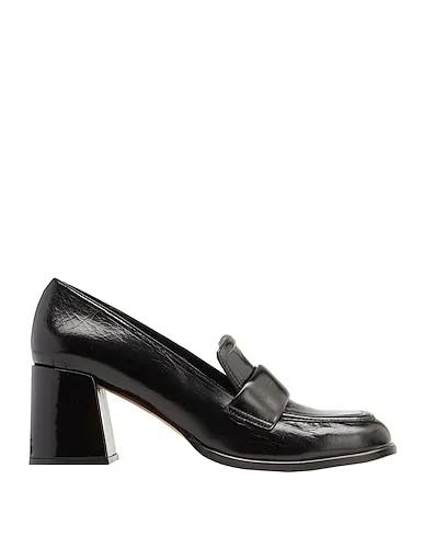 Black Leather Loafers PATENT LEATHER HEELED LOAFER