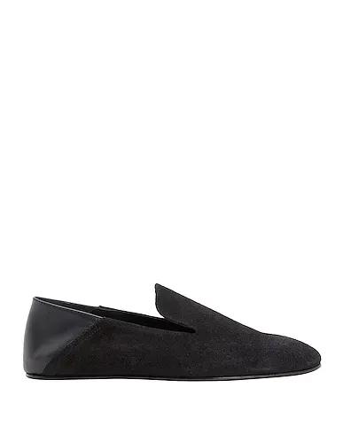 Black Leather Loafers SUEDE LEATHER FLAT SLIPPER
