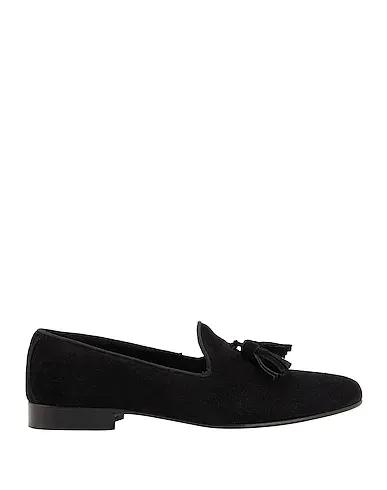Black Leather Loafers SUEDE LEATHER TASSEL SLIPPER
