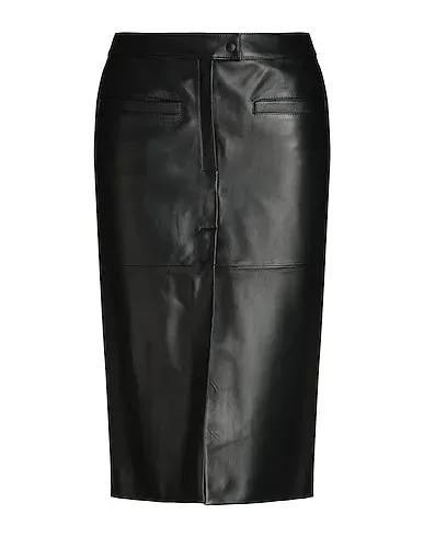 Black Leather Midi skirt LEATHER LOW-WAIST MIDI SKIRT