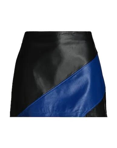 Black Leather Mini skirt LEATHER COLOR-BLOCK MINI SKIRT