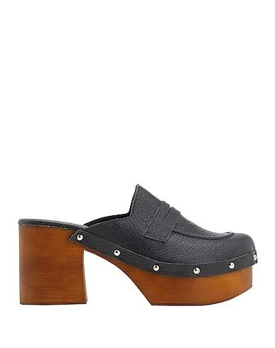 Black Leather Mules and clogs LEATHER PENNY CLOG
