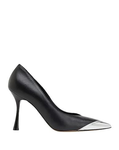 Black Leather Pump LEATHER WITH MIRROR POINTY-TOE
