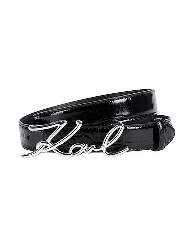 Black Leather Regular belt K/SIGNATURE BELT CROC BLACK