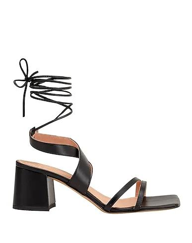 Black Leather Sandals LEATHER SQUARE TOE MULES
