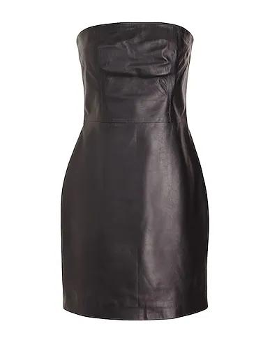 Black Leather Short dress LEATHER BANDEAU MINI DRESS
