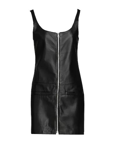 Black Leather Short dress LEATHER FRONT-ZIP MINI DRESS
