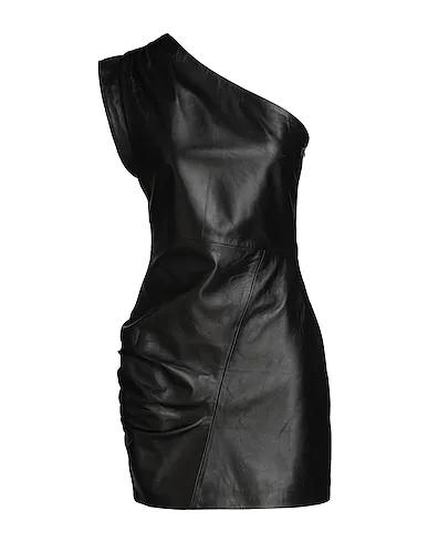 Black Leather Short dress LEATHER ONE-SHOULDER MINI DRESS

