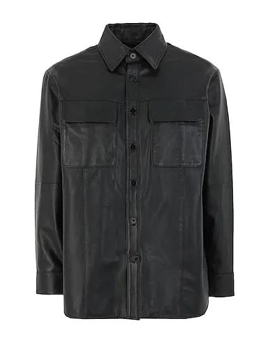 Black Leather Solid color shirt shoreline shirt