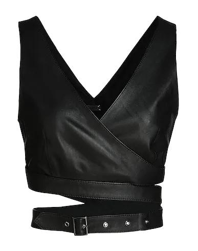 Black Leather Top LEATHER STRAPS TOP
