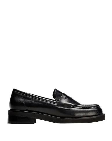 Black Loafers LEATHER CHUNKY SQUARE TOE PENNY LOAFER
