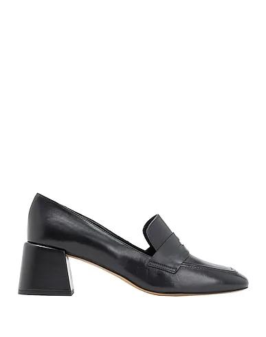 Black Loafers LEATHER HEELED PENNY LOAFER
