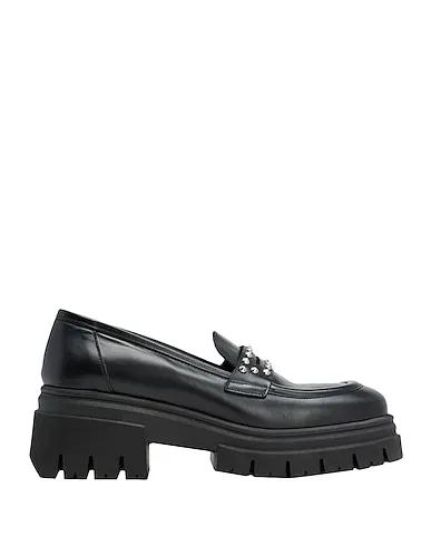 Black Loafers LEATHER STUDS CHUNKY LOAFER
