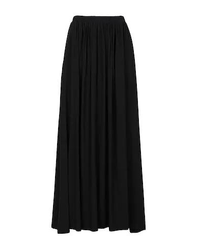Black Maxi Skirts VISCOSE-LINEN HIGH-WAIST LONG SKIRT
